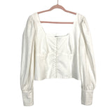 ASOS Ivory Linen Square Neckline Button Front Top- Size 14 (sold out online, see notes)