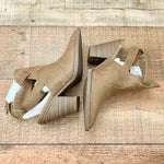 Just Fab Tan Cross Back Ankle Buckle Booties- Size 7 Like New