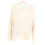 Heartloom Cream Open Knit Small Side Slit Sweater- Size M