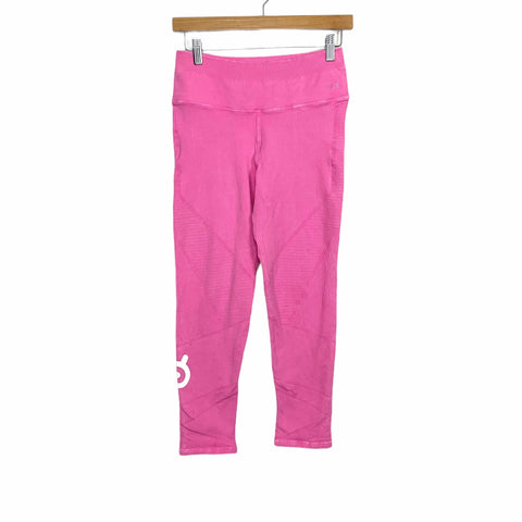 NUX Pink High Waisted Crop Leggings- Size L (Inseam 22")