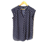 Gibson Navy Polka Dot V Neck Top- Size M (see notes)