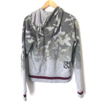 Peace Love World Grey Camo Zip-up Hoodie with Maroon Trim- Size S