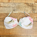 Infamous Swim White Palm Print Bandeau Tie Back Bikini Top- Size XL (see notes, we have matching bottoms)