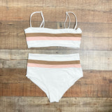 L*Space (no tag) Cream/Brown/Pink Bikini Bottoms- Size ~M (we have matching top, see notes)