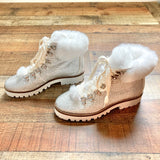 Jessica Simpson White Rhinestone Faux Fur Boots- Size 7 (see notes)