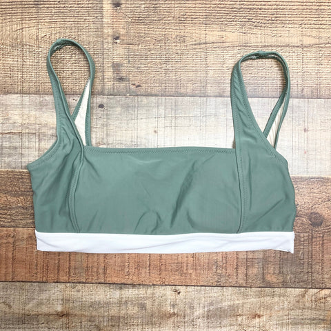 Beach Joy Sage/Cream Padded Bikini Top- Size L (we have matching bottoms, see notes)