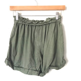 Aerie Olive Elastic Waistband Cuffed Shorts- Size XS