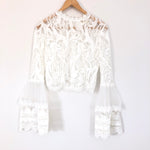 Vestique Lace Bell Sleeve Crop Top- Size M