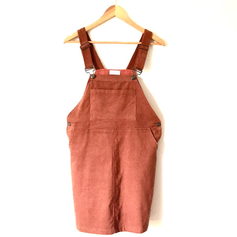 Pink Lily Rust Corduroy Overall Dress- Size S