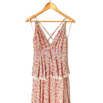 Aakaa Floral Tiered Lace Trim Strappy Back Maxi Dress NWT- Size S