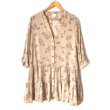 Skylar + Madison Tan Floral Ruffle Hem Dress- Size S