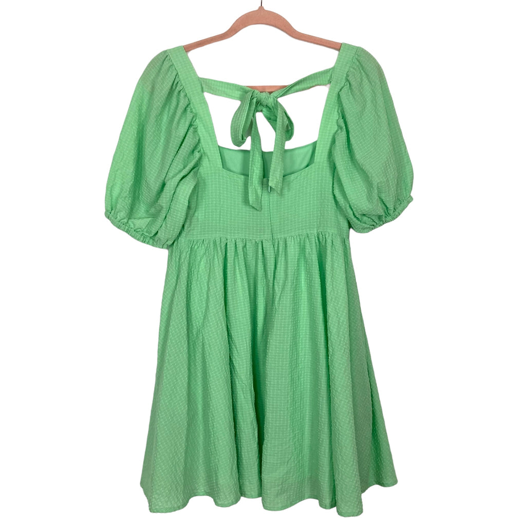 Mable Neon Green Back Tie Belted Dress- Size S The Saved Collection Mable Neon Green Back Tie Belted Dress- Size S The Saved Collection