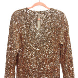 AURA Gold Sequin Long Sleeve Dress- Size S