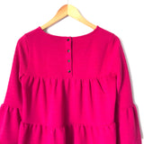 J Crew Fuchsia Bell Sleeve Thicker Material Top- Size XS