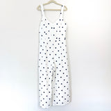 Everly Button Up Polka Dot Cropped Jumpsuit- Size S