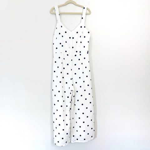 Everly Button Up Polka Dot Cropped Jumpsuit- Size S