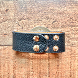 No Brand Black and Gold Medallion Strap Bracelet with Snap Closure