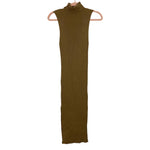 Vici Brown Ribbed Knit Turtleneck Sleeveless Midi Dress- Size M