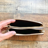 Coach Khaki Platinum PVC Double Zipper Wristlet Wallet NWT