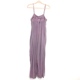 Mustard Seed Purple Button Front Wide Leg Jumpsuit- Size L (see notes)