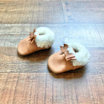 Freshly Picked Leather Shearling Bow Moccasins- Size 1