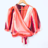 Express Bright Striped Metallic Crop Top with Exposed Back Tie- Size M