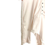 No Brand Light Pink Cold Shoulder with Mesh/Stud Detail and Fringe Sleeves Bodysuit- Size M