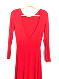 Eleana Red Deep V Back Long Sleeve Maxi- Size S