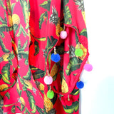 Gianni Bini Pineapple Print Pom Pom Kimono- Size XS