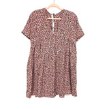 Petal + Pup Black Floral Printed V-Neck Front/Low V-Neck Tie Back Dress- Size S/M