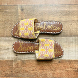Sam Edelman Yellow and Mauve Beaded Slide Sandals- Size 7