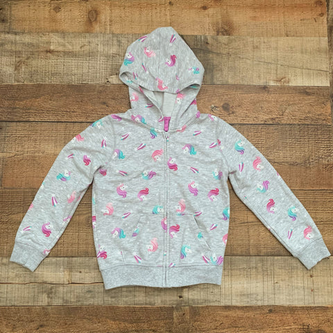 Jumping Bean Grey/Unicorn Hooded Zip Up Top- Size 5