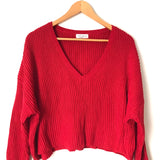 Vestique Red V Neck Cropped Sweater- Size S/M