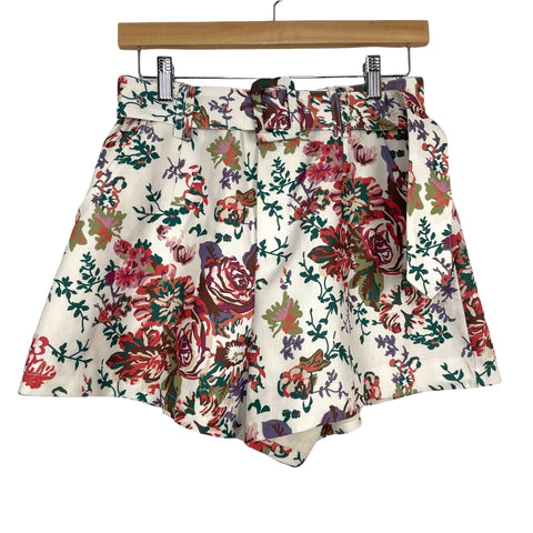 Chicwish Floral Print with Belted Waist Shorts- Size S