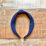 No Brand Navy Ribbed Knit Knot Headband
