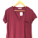 Lush Solid Maroon V Neck Tee NWT- Size S