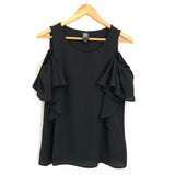 Bobeau Black Cold Shoulder Ruffle Blouse- Size S