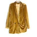 Amaryllis Mustard Velvet Blazer Jacket- Size L (see notes)