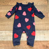 Baby Gap Navy Blue/Heart Jumpsuit- Size 3-6M