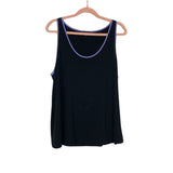 Cosabella Black/Purple Trim Sleeveless Pajama Top- Size XL (See Notes- We Have Matching Bottom!)