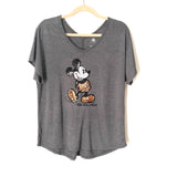 Disney Parks Grey Sequin Mickey Tee- Size S