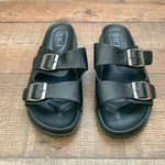 Vici Black Faux Leather Double Strap Buckle Sandals- Size 7.5 (sold out online)