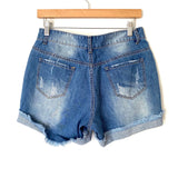 No Brand Distressed Rolled Denim Shorts- Size M (see notes)