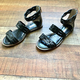 Louise Et Cie Black Ankle Wrap Zip Up Sandals- Size 7.5