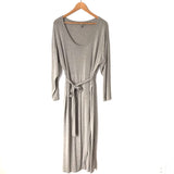 ASOS Grey Long Sleeve Dress with Tie Waist and Front Faux Wrap- Size 14