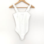 Blue Blush White Ruffle Tank Bodysuit- Size S