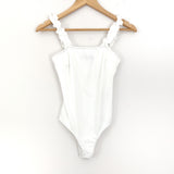 Blue Blush White Ruffle Tank Bodysuit- Size S