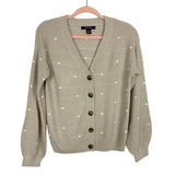 Love by Design Beige with White Polka Dots Balloon Sleeve Cardigan Sweater- Size XS (sold out online)