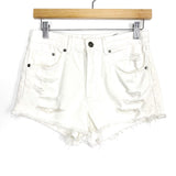 H&M DIVIDED White Denim Distressed Shorts NWOT- Size 4
