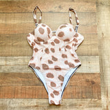 Hazel & Olive Animal Print Exposed Back Padded One Piece- Size M